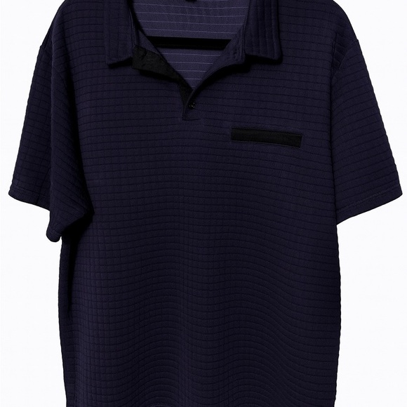 Giggles & Puff Other - Giggles & Puff Navy Blue Textured Polo Shirt Men’s XXL​​​